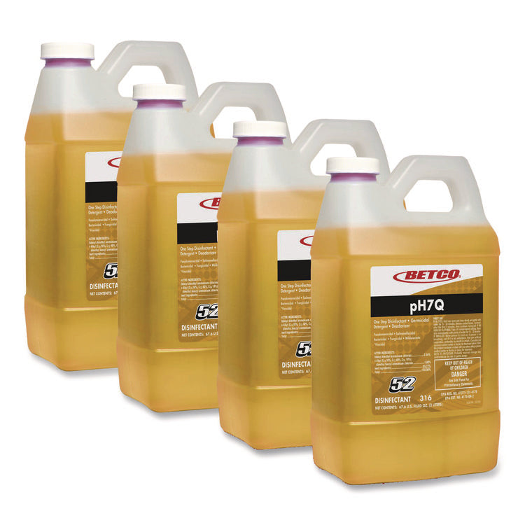 pH7Q Neutral Disinfectant, Pleasant Lemon Scent, 2 L Bottle, 4/Carton