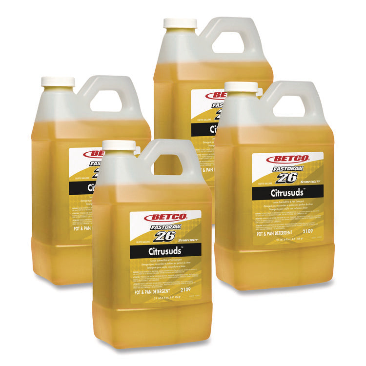 Symplicity Citrusuds Manual Dishwashing Detergent, Lemon Scent, 67.6 oz Bottle, 4/Carton