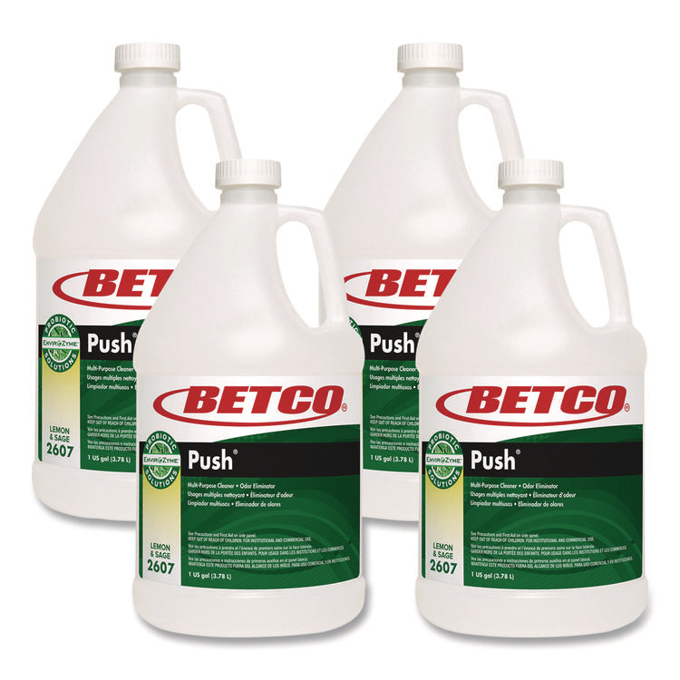 Green Earth Push Enzyme Multipurpose Cleaner, Lemon and Sage Scent, 1 gal Bottle, 4/Carton