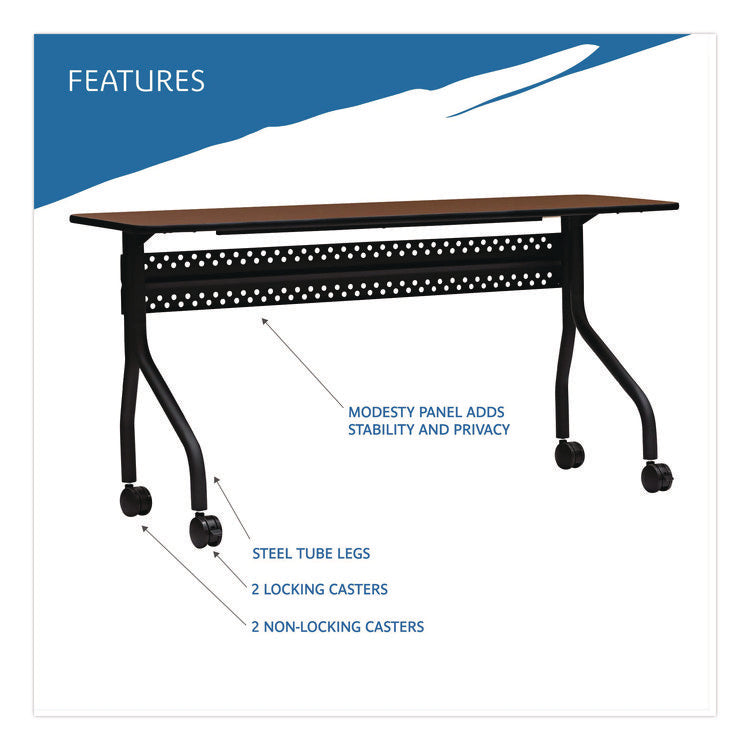 OfficeWorks Mobile Training Table, Rectangular, 60" x 18" x 29", Mahogany/Black
