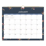 Ashlyn Monthly Wall Calendar, Floral Artwork, 15 x 12, White/Blue/Pink Sheets, 12-Month (Jan to Dec): 2026