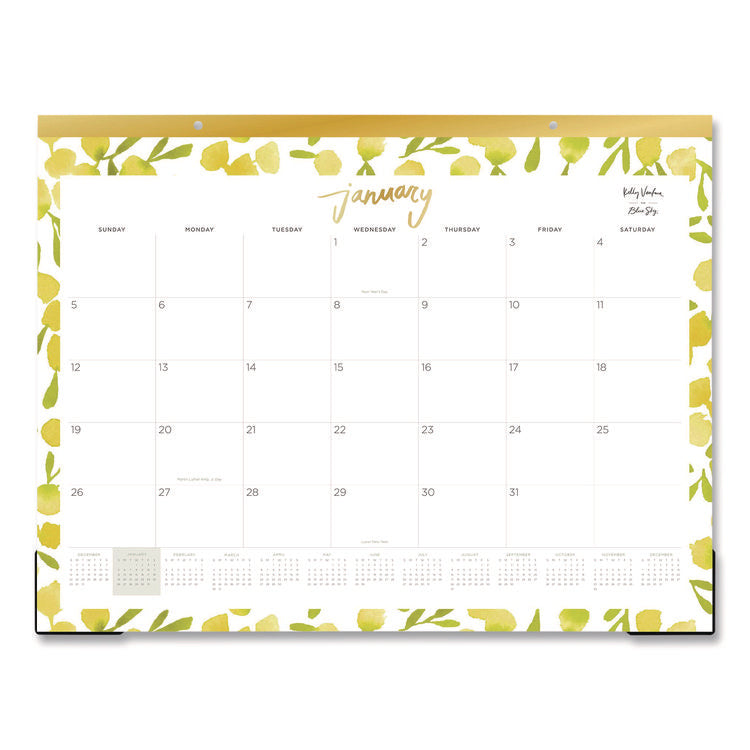 Mimosa Monthly Desk Pad Calendar, 22 x 17, Lemon Artwork, White/Yellow/Green Sheets, 12-Month (Jan to Dec): 2026