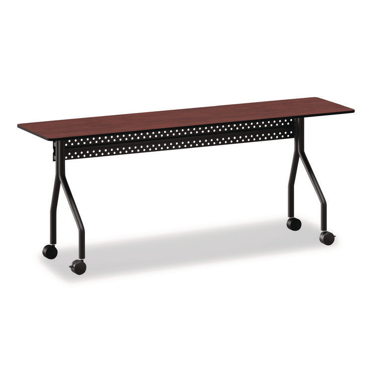 OfficeWorks Mobile Training Table, Rectangular, 72" x 18" x 29", Mahogany/Black