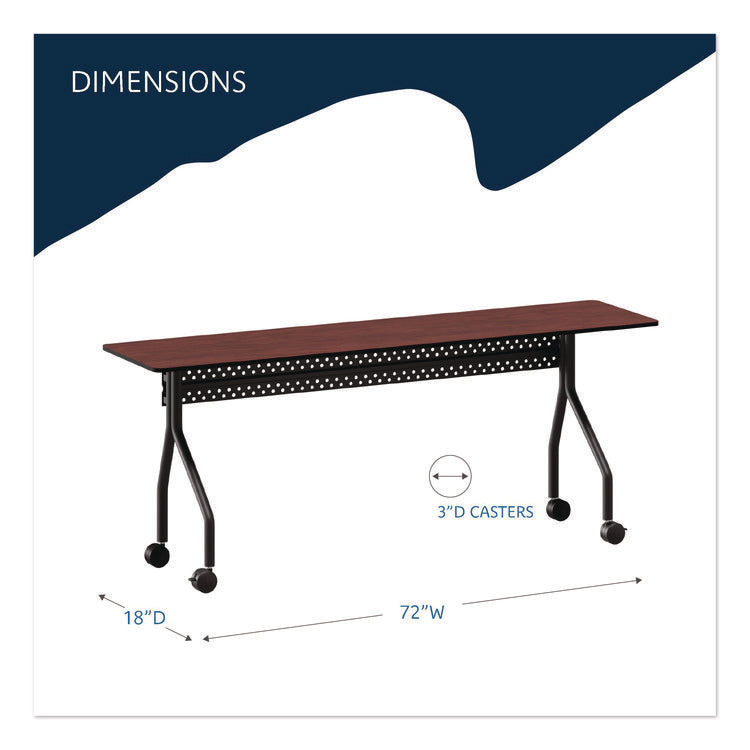 OfficeWorks Mobile Training Table, Rectangular, 72" x 18" x 29", Mahogany/Black