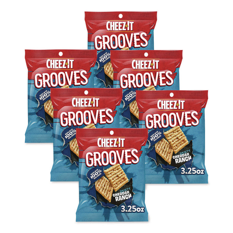 Cheez-It Grooves Crackers, Zesty Ranch, 3.25 Bag, 6/box
