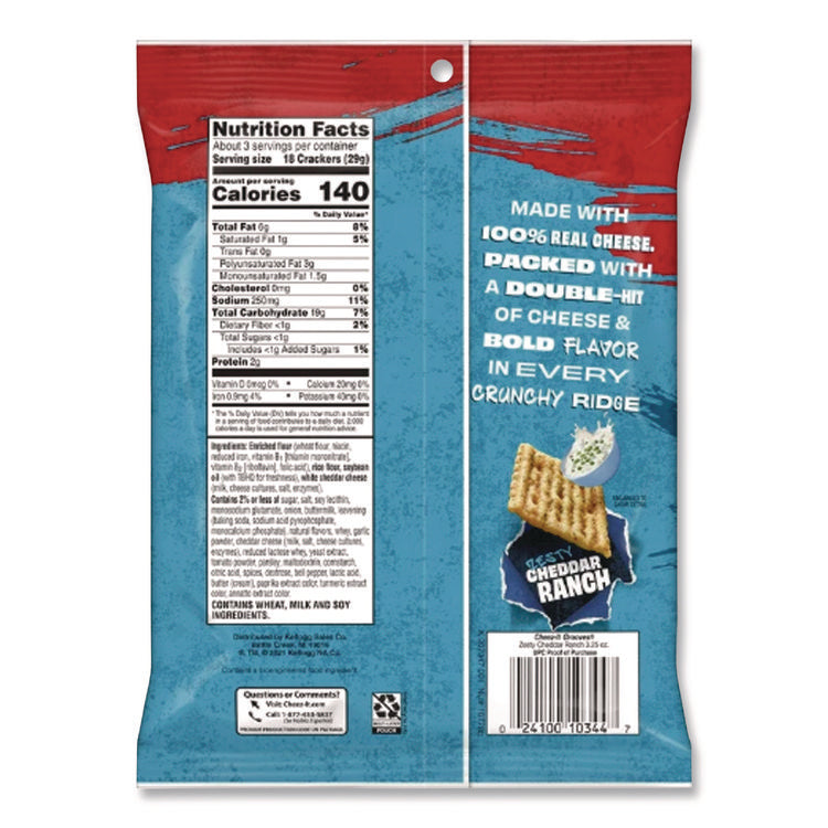 Cheez-It Grooves Crackers, Zesty Ranch, 3.25 Bag, 6/box