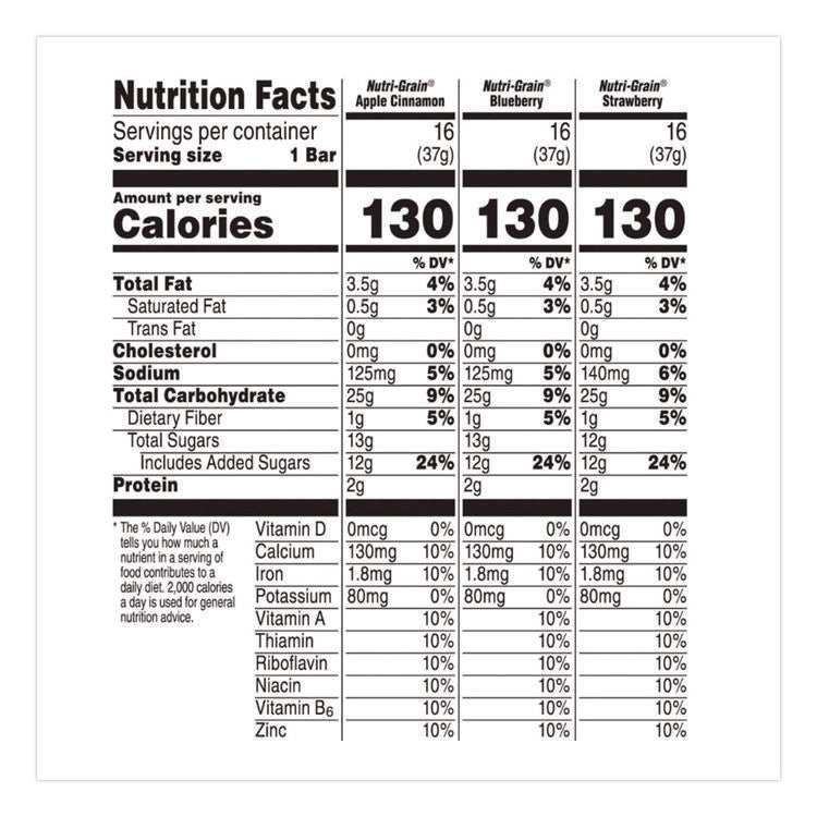 Nutri-Grain Soft Baked Breakfast Bars, Assorted, 1.3 oz Bar, 48/Carton
