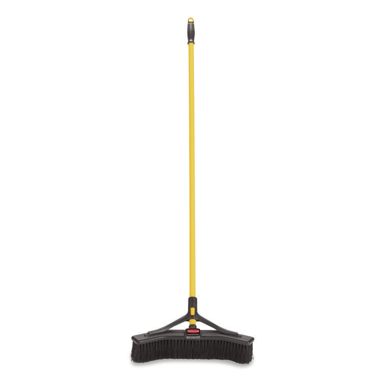 Maximizer Push-To-Center Broom, Poly Bristles, 18 X 58.13, Steel Handle, Yellow/black