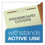 Colored Pressboard Top Tab Classification Folders, 2.5" Expansion, 2 Dividers, 6 Fasteners, Legal Size, Light Green, 10/Box
