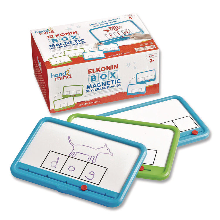 ELKONIN Box Magnetic Dry Erase Board Set, 11.4 x 5, White Surface, 8 Boards