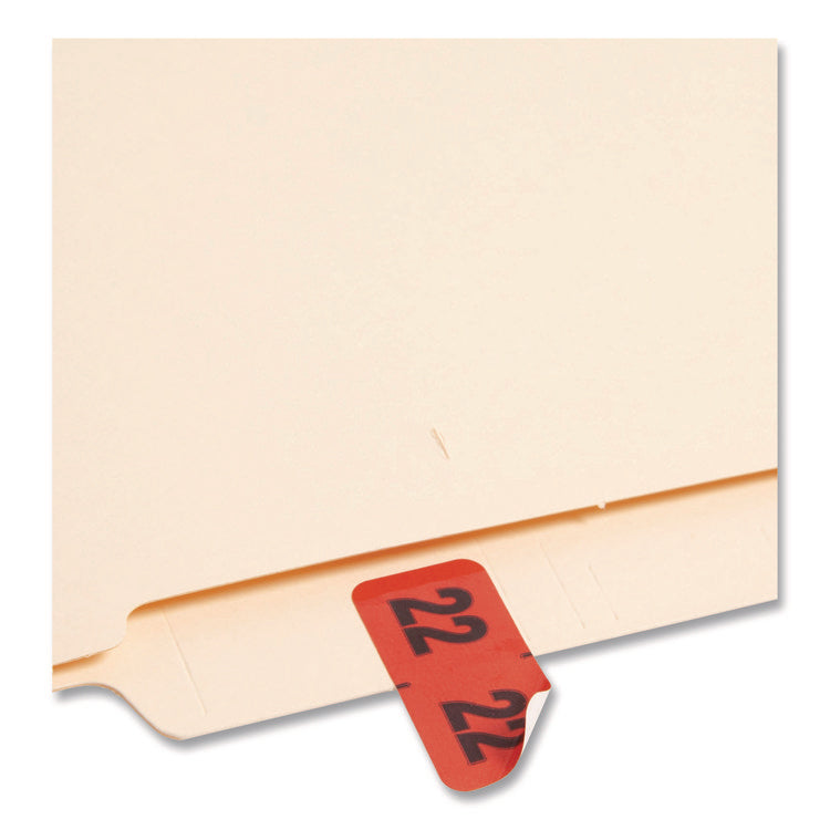 Yearly End Tab File Folder Labels, 22, 0.75 X 1.5, Red, 500 Labels/roll