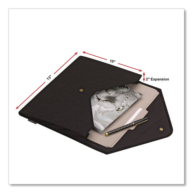 Soft Touch Cloth Expanding Files, 2" Expansion, 1 Section, Snap Closure, Letter Size, Black