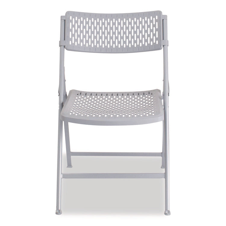 AirFlex Series Premium Polypropylene Folding Chair, Supports 1,000 lbs, 17.25" Seat Height, Platinum Seat/Back/Base, 4/Pack