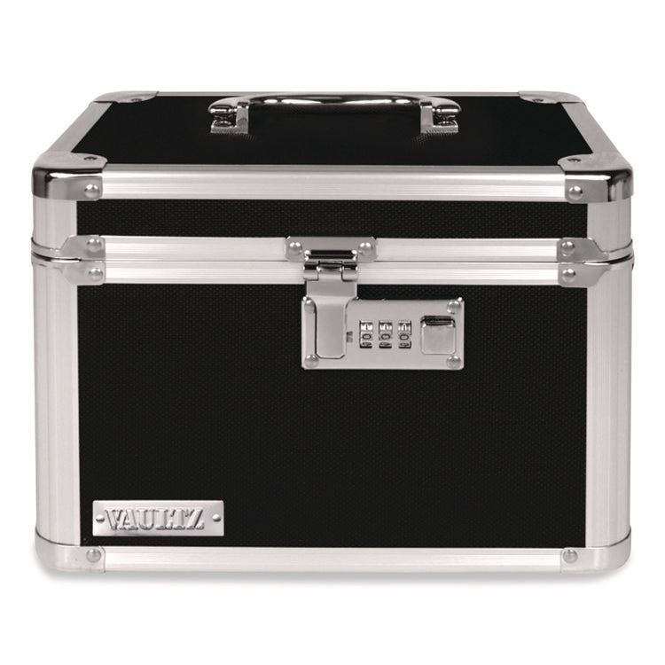 Latching Lid Locking Personal Security Box, Combination Lock, 10 X 7.5 X 7.75, Plastic; Steel; Aluminum, Black