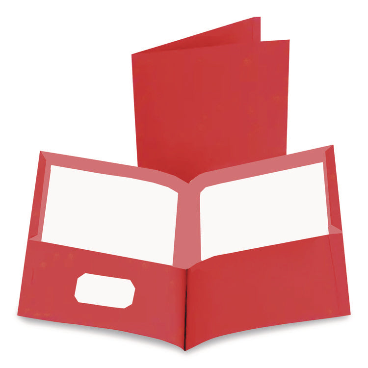 Earthwise By Oxford 100% Recycled Paper Twin-Pocket Portfolio, 100-Sheet Capacity, 11 X 8.5, Red, 10/pack