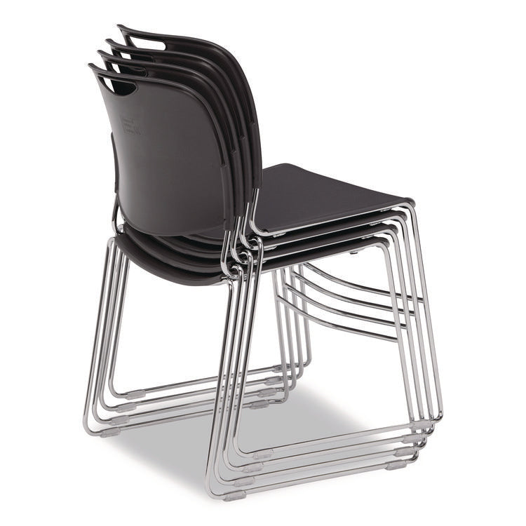8500 Series Ultra-Compact Plastic Stack Chair, Supports Up to 500 lbs, 17" Seat Height, Gray Seat/Back, Chrome Base, 4/Pack