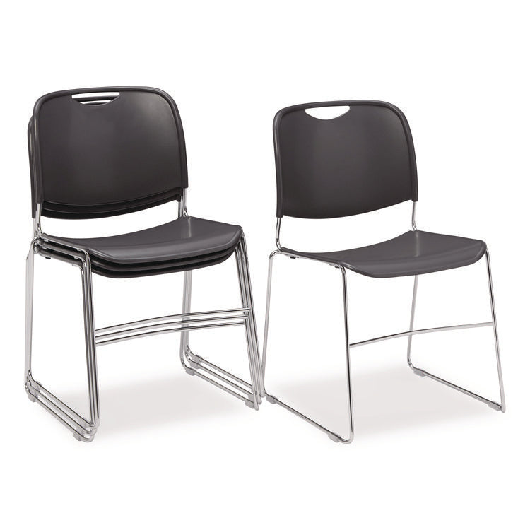 8500 Series Ultra-Compact Plastic Stack Chair, Supports Up to 500 lbs, 17" Seat Height, Gray Seat/Back, Chrome Base, 4/Pack