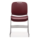 8500 Series Ultra-Compact Plastic Stack Chair, Supports 500 lbs, 17" Seat Height, Burgundy Seat/Back, Chrome Base, 4/Pack