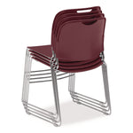 8500 Series Ultra-Compact Plastic Stack Chair, Supports 500 lbs, 17" Seat Height, Burgundy Seat/Back, Chrome Base, 4/Pack