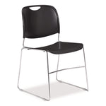 8500 Series Ultra-Compact Plastic Stack Chair, Supports Up to 500 lbs, 17" Seat Height, Black Seat/Back, Chrome Base, 4/Pack