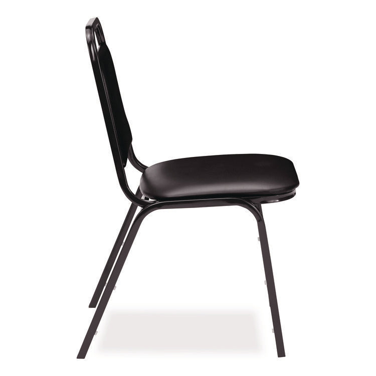 9100 Series Vinyl Upholstered Stack Chair, Supports Up to 300 lbs, 18" Seat Height, Black Seat/Back/Base, 4/Pack