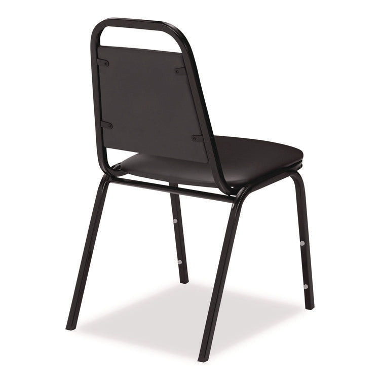 9100 Series Vinyl Upholstered Stack Chair, Supports Up to 300 lbs, 18" Seat Height, Black Seat/Back/Base, 4/Pack