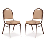 9200 Series Premium Upholstered Stack Chair, Vinyl, Supports 500 lb, 19" Seat Ht, French Beige Seat/Back, Mocha Base, 2/Pack