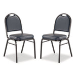 9200 Series Premium Upholstered Stack Chair, Vinyl, Supports 500 lb, 19" Seat Ht, Midnight Blue Seat/Back, Black Base,2/Pack