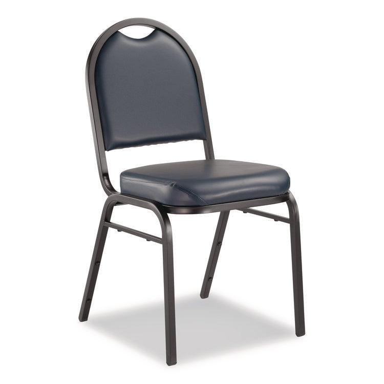9200 Series Premium Upholstered Stack Chair, Vinyl, Supports 500 lb, 19" Seat Ht, Midnight Blue Seat/Back, Black Base,2/Pack