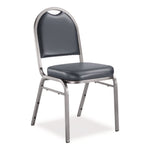9200 Series Premium Upholstered Stack Chair, Vinyl, Supports 500 lb, 19" Seat Ht, Midnight Blue Seat/Back, Silver Base, 2/PK