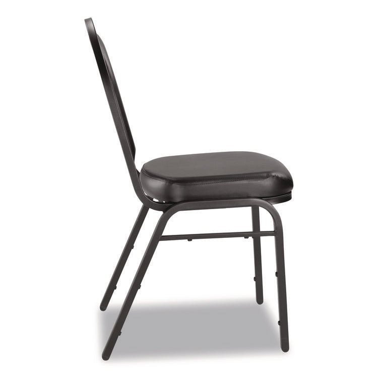 9200 Series Premium Upholstered Stack Chair, Vinyl, Supports Up to 500 lb, 19" Seat Height, Black Seat/Back, Black Base, 2/PK