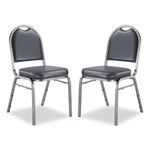 9200 Series Premium Upholstered Stack Chair, Vinyl, Supports 500 lb, 19" Seat Ht, Midnight Blue Seat/Back, Silver Base, 2/PK