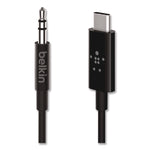 RockStar 3.5mm Audio Cable with USB-C Connector, 3 ft, Black