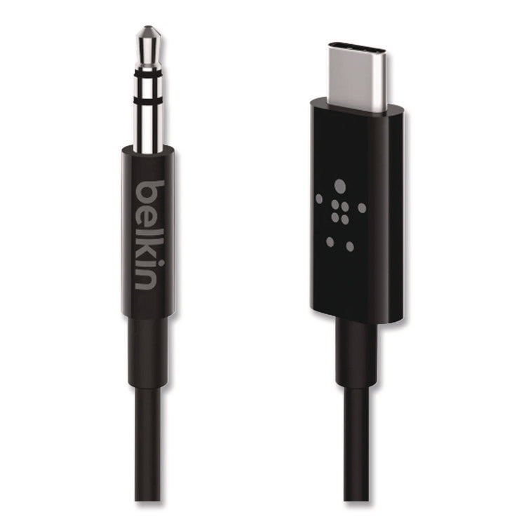 RockStar 3.5mm Audio Cable with USB-C Connector, 3 ft, Black