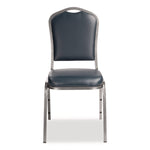 9300 Series Deluxe Upholstered Stack Chair, Vinyl, Supports 500 lb, 19" Seat Ht, Midnight Blue Seat/Back, Silver Base, 2/Pack