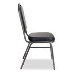 9300 Series Deluxe Upholstered Stack Chair, Vinyl, Supports 500 lb, 19" Seat Ht, Midnight Blue Seat/Back, Silver Base, 2/Pack