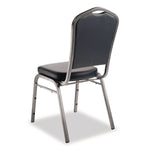 9300 Series Deluxe Upholstered Stack Chair, Vinyl, Supports 500 lb, 19" Seat Ht, Midnight Blue Seat/Back, Silver Base, 2/Pack