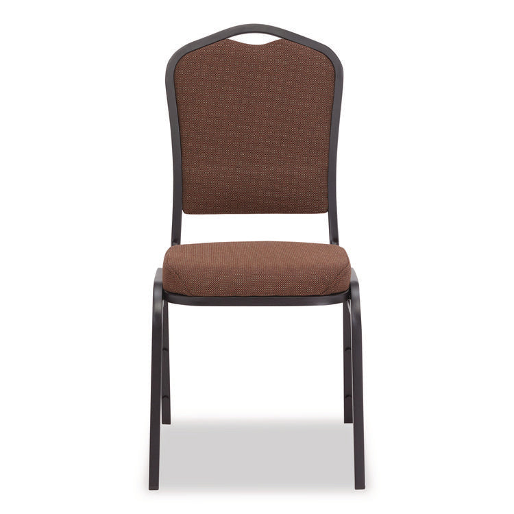 9300 Series Deluxe Upholstered Stack Chair, Fabric, Supports 500 lb, 19" Seat Height, Chocolatier Seat/Back, Black Base, 2/PK