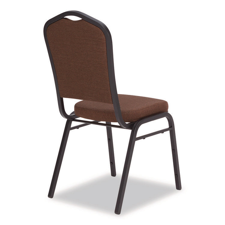 9300 Series Deluxe Upholstered Stack Chair, Fabric, Supports 500 lb, 19" Seat Height, Chocolatier Seat/Back, Black Base, 2/PK