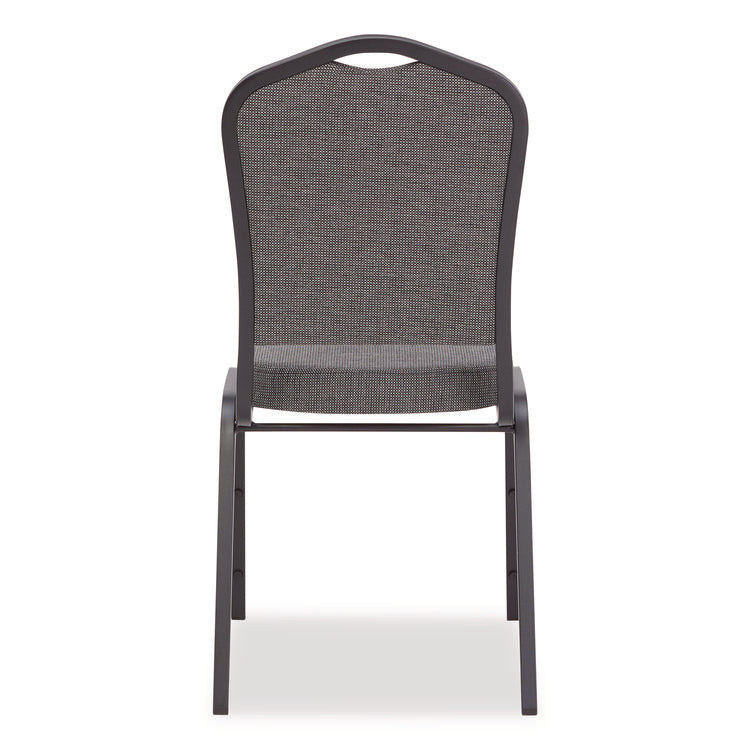 9300 Series Deluxe Upholstered Stack Chair, Fabric, Supports 500 lb,19" Seat Ht, Nat Graystone Seat/Back, Black Base, 2/PK