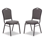 9300 Series Deluxe Upholstered Stack Chair, Fabric, Supports 500 lb,19" Seat Ht, Nat Graystone Seat/Back, Black Base, 2/PK