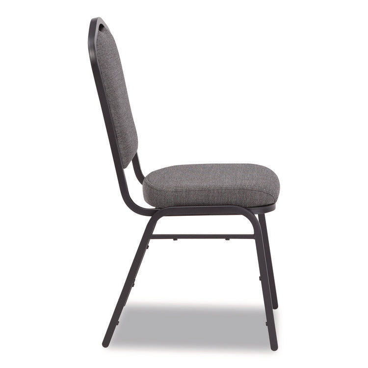 9300 Series Deluxe Upholstered Stack Chair, Fabric, Supports 500 lb,19" Seat Ht, Nat Graystone Seat/Back, Black Base, 2/PK
