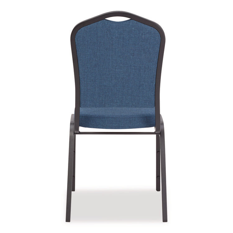 9300 Series Deluxe Upholstered Stack Chair, Fabric, Supports 500 lb, 19" Seat Ht, Natural Blue Seat/Back, Black Base, 2/Pack