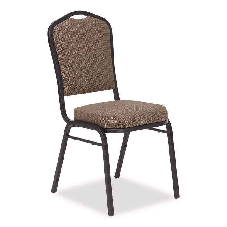 9300 Series Deluxe Upholstered Stack Chair, Fabric, Supports 500 lb, 19" Seat Ht, Natural Taupe Seat/Back, Black Base, 2/Pack