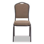 9300 Series Deluxe Upholstered Stack Chair, Fabric, Supports 500 lb, 19" Seat Ht, Natural Taupe Seat/Back, Black Base, 2/Pack