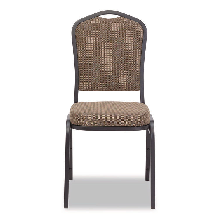 9300 Series Deluxe Upholstered Stack Chair, Fabric, Supports 500 lb, 19" Seat Ht, Natural Taupe Seat/Back, Black Base, 2/Pack