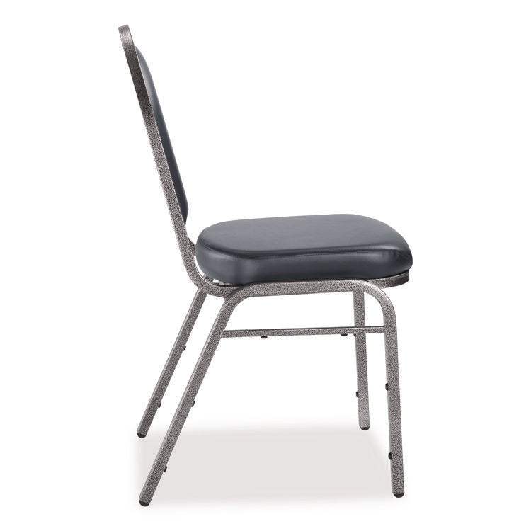 9200 Series Premium Upholstered Stack Chair, Vinyl, Supports 500 lb, 19" Seat Ht, Midnight Blue Seat/Back, Silver Base, 2/PK