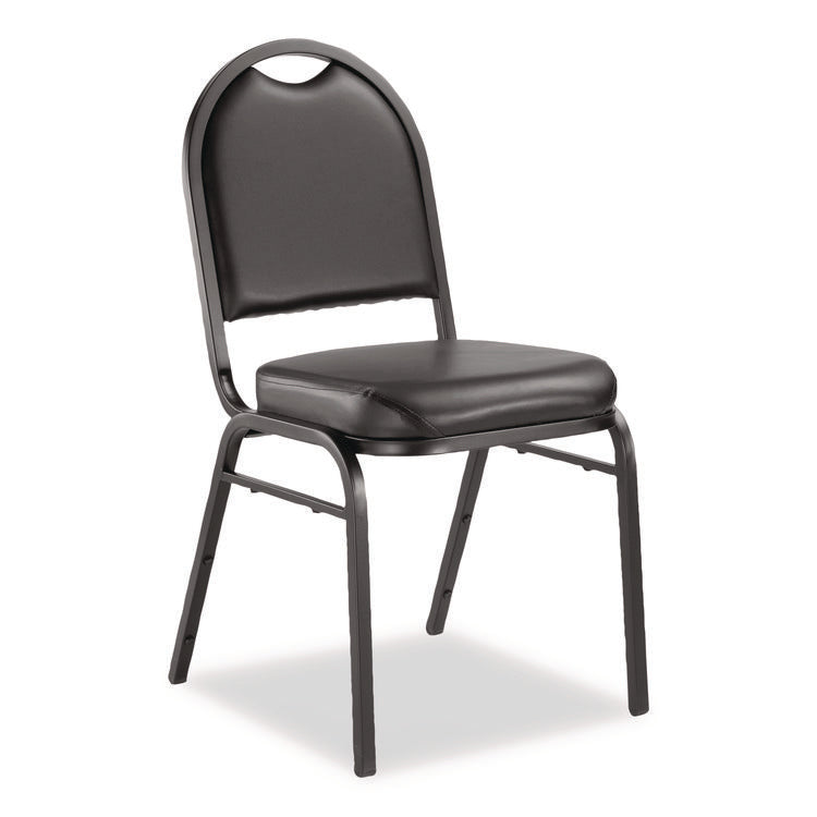 9200 Series Premium Upholstered Stack Chair, Vinyl, Supports Up to 500 lb, 19" Seat Height, Black Seat/Back, Black Base, 2/PK