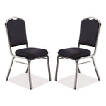 9300 Series Deluxe Upholstered Stack Chair, Fabric, Supports 500 lb, 19" Seat Ht, Diamond Navy Seat/Back, Silver Base, 2/Pack