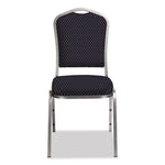9300 Series Deluxe Upholstered Stack Chair, Fabric, Supports 500 lb, 19" Seat Ht, Diamond Navy Seat/Back, Silver Base, 2/Pack